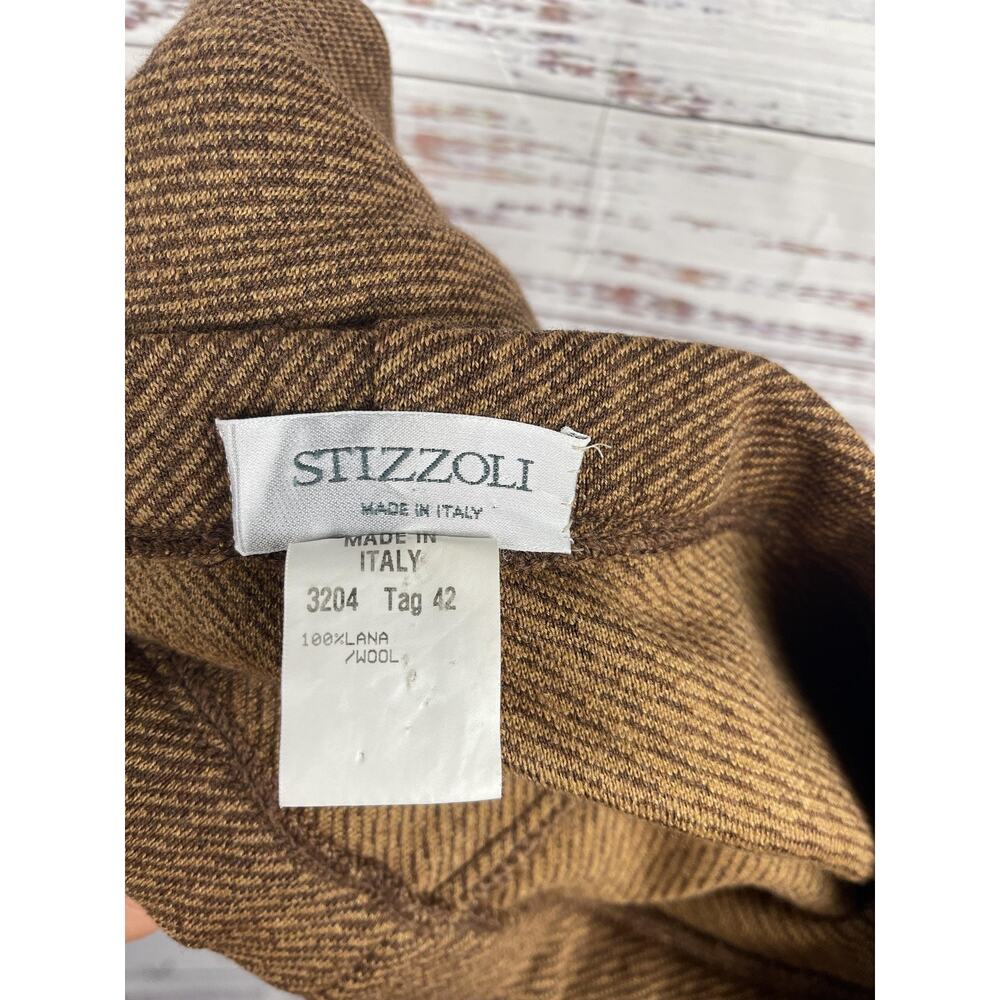 Stizzoli Women's 42 Size XL Brown Wool Made in Italy Herringbone High Rise Dress - Picture 5 of 8